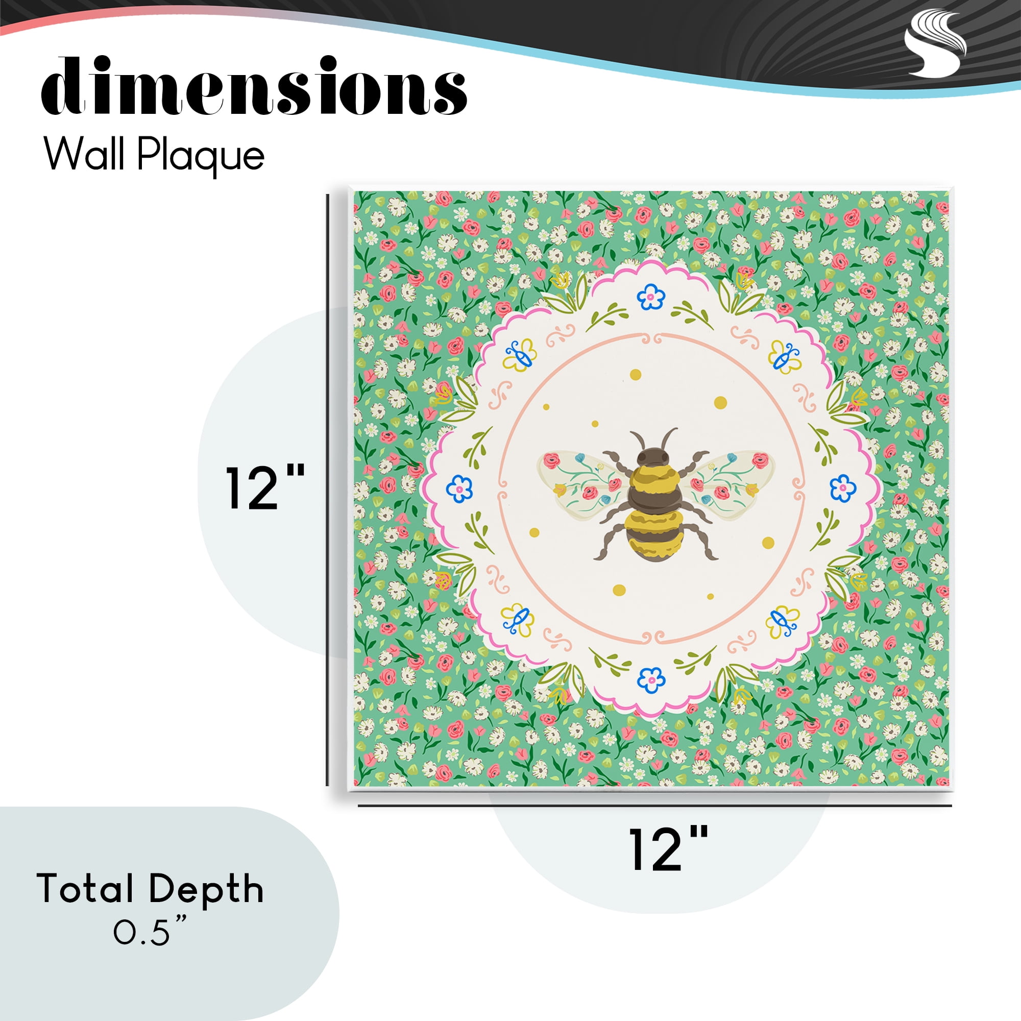 Spring Bee Delicate Florals Wall Plaque Art, design by Angela Steahling