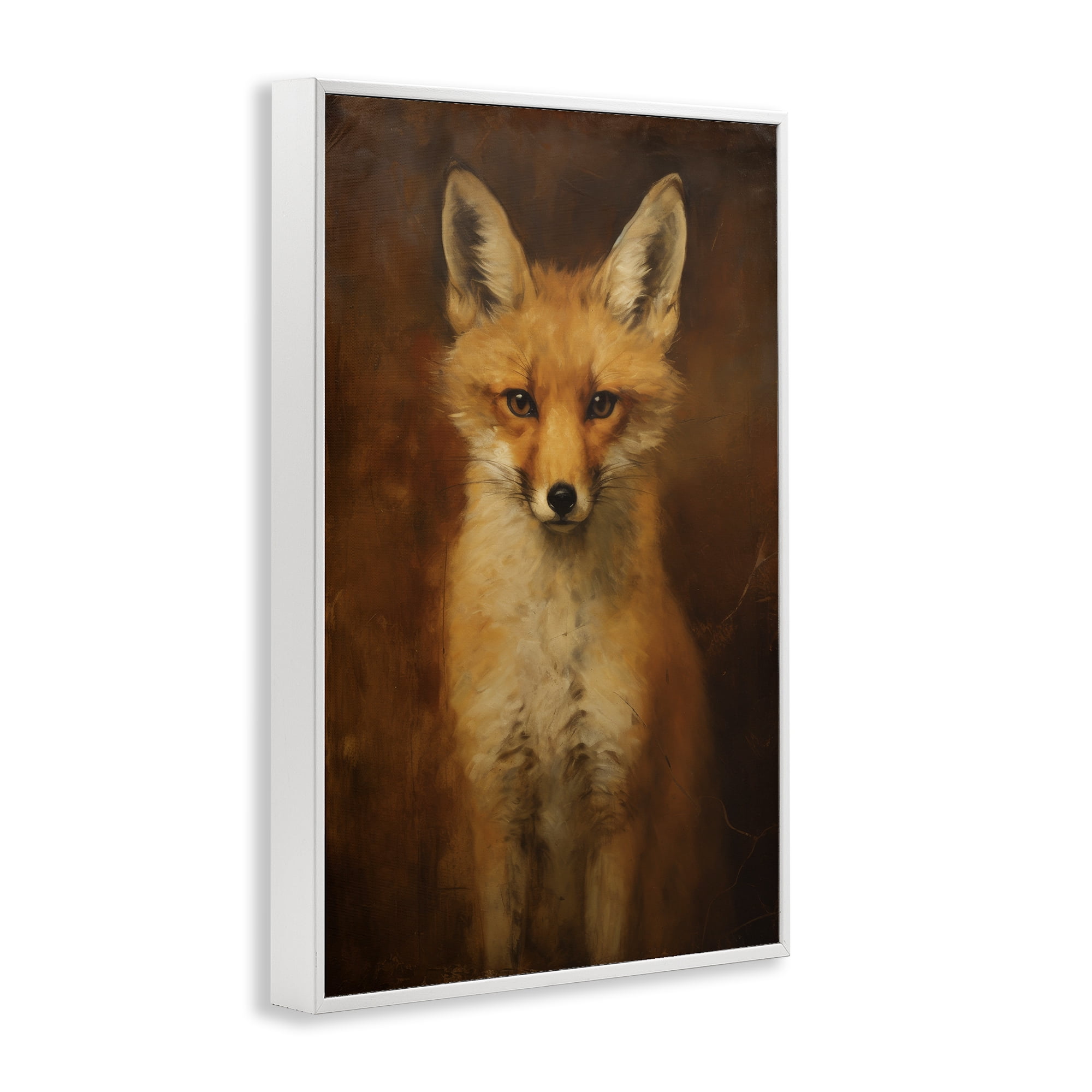 Stupell Industries Stoic Baby Fox Animals & Insects Painting White Framed Art Print Wall Art, 16 x 24