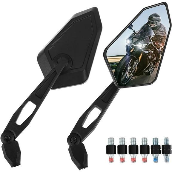 UPOUART 1Pair Motorbike Supply Adjustable Rear View Mirrors with Rotatable Handlebar Mount
