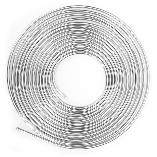 Tubo de freno de cobre niquelado de 25 pies, rollo de bobina de 3/16 pulg. de diámetro exterior para sistema de combustible de frenado hidráulico (plateado)