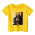 thumbnail image 4 of FAOWME Children Kids Girls T Shirt Short Sleeve Round Neck Letter Print Comfortable Breathable Top For Black Month Celebration,Yellow,4-5 Years, 4 of 6