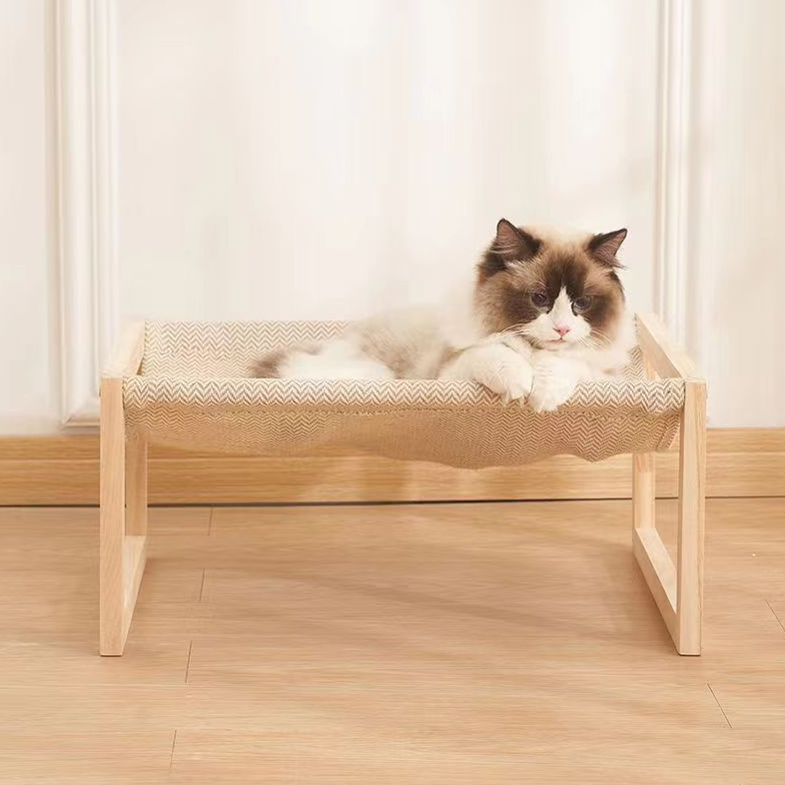 Pet Bed Detachable Hammock Bed Elevated Furniture Kittens Wooden Structure Frame Dog Bed Elevated Nest