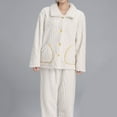 thumbnail image 2 of Penkiiy Womens Fuzzy Plush Pajama Set, Soft Warm Fleece Pajama for Women Cute Long Embroidered 2 Piece Sleepwears L White, 2 of 6