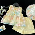 thumbnail image 6 of REDARER Tie Dye Floral Embroidered Ruffled Summer Casual Sleeveless Top and Shorts Outfit Set (Toddler Girls) 2-Piece,3-4 Years, 6 of 7