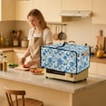 thumbnail image 3 of Renewold Toaster Oven Protector Easy Clean Microwave Oven Air Fryer Cover Dust Protection Polyester Kitchen Countertop Appliance Protector, 18.5 x 14.5 x 9 Inches, Butterfly Flower Blue, 3 of 7