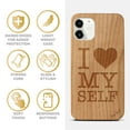 thumbnail image 4 of Case Yard Wooden Case Outside Soft TPU Silicone, Slim Fit Shockproof Wood Protective Phone Cover for Girls Boys Men and Women, Supports Wireless Charging I Love Myself Design case for iPhone-11, 4 of 7