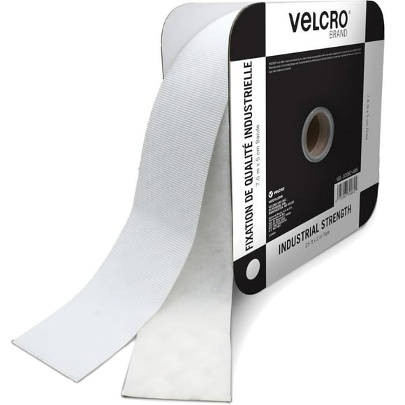 Cinta adhesiva marca VELCRO Heavy Duty de 25 pies x 2 cm, color blanco