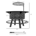 thumbnail image 2 of 2-in-1 Fire Pit, BBQ Grill, 33" Portable Wood Burning Firepit with Adjustable Cooking Grate, Pan and Poker, Camping Bonfire Stove for Backyard, Patio, Picnic, Black, 2 of 8