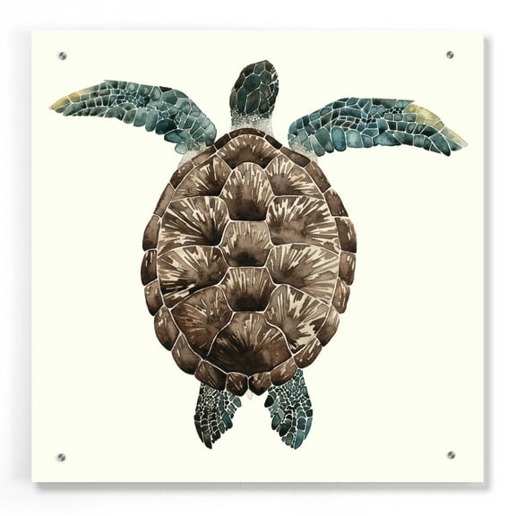 Epic Art 'Mosaic Turtle I' by Grace Popp, Acrylic Glass Wall Art, 24"x24"
