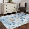thumbnail image 3 of Blue Coastal Area Rugs 3'x5', Washable Small Throw Rugs for Living Room Bedroom, Country Nautical Starfish Coral Seashells Indoor Outdoor Rug Non-Slip Low Pile Carpet Runner Reversible Floor Mats, 3 of 8