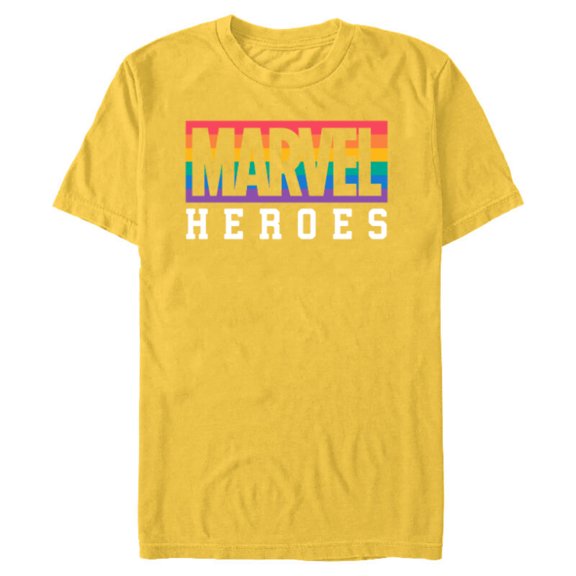 Marvel Pride Flag Rainbow Marvel Heroes Logo - Short Sleeve Blended T-Shirt for Adults - Customized-Yellow