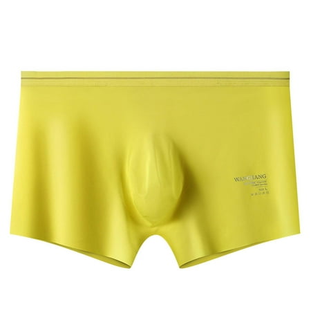 

AnuirheiH Men s Lingerie Solid Color Ice Silk Seamless One Piece Boxer Briefs 4$ off 2nd item