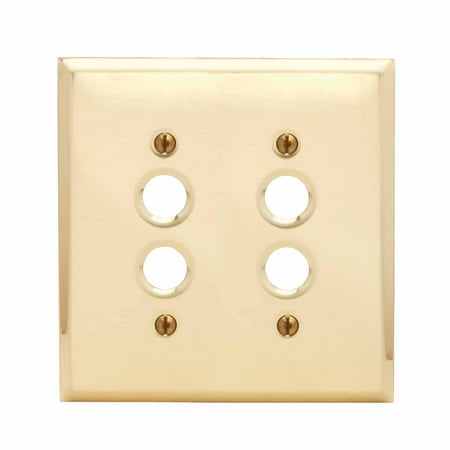 Double Gfci Solid Brass - Switch Plate Brushed Solid Brass Double Push Button | Renovators Supply