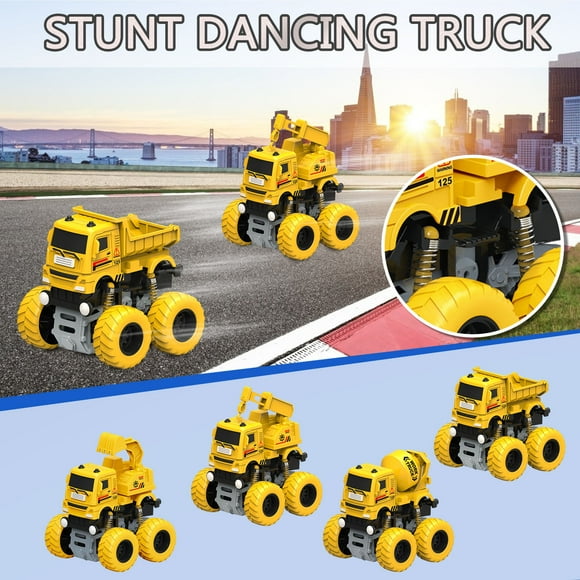 Pisexur Baby Toys 4-Pack Friction Powered Toy Cars Push and Go Vehicles Engineering Car Military Baby Dolls,Car Toys for 3-5 Years Boys Girls