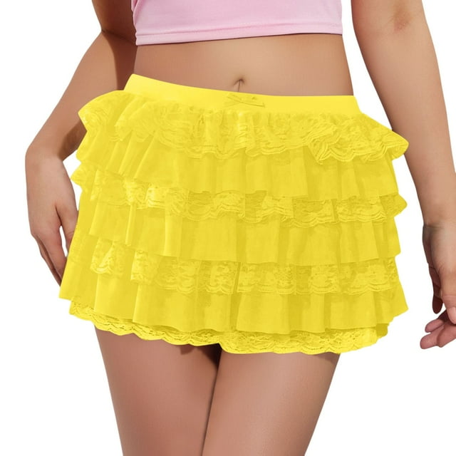 Women's Ruffle Shorts Lace Lolita Elastic Waist Bow Front Shorts Micro Boyshorts