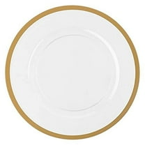 [13 Inch - 8 Pack] Disposable Round Plastic Charger Plates, Clear/Gold Rimmed Dinner Chargers Lightweight Charger Plate for Weddings, Parties, and Holiday Events - Posh Setting
