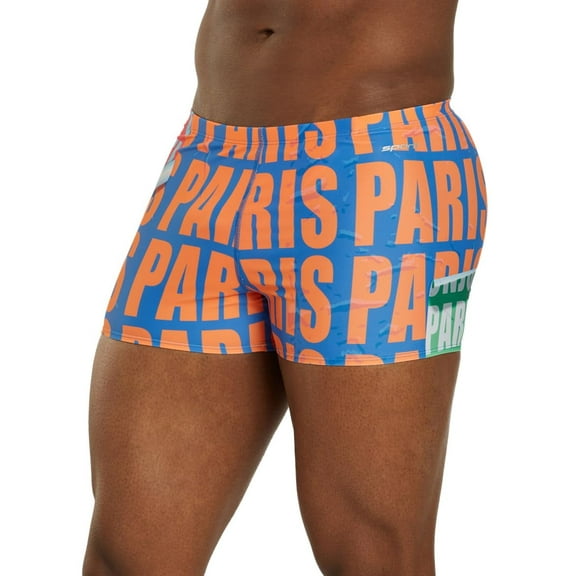 Sporti Paris Metro Pop Square Leg Swimsuit, 4-Way Stretch, Flat-Locked Seams, Men's Sizes 26–40