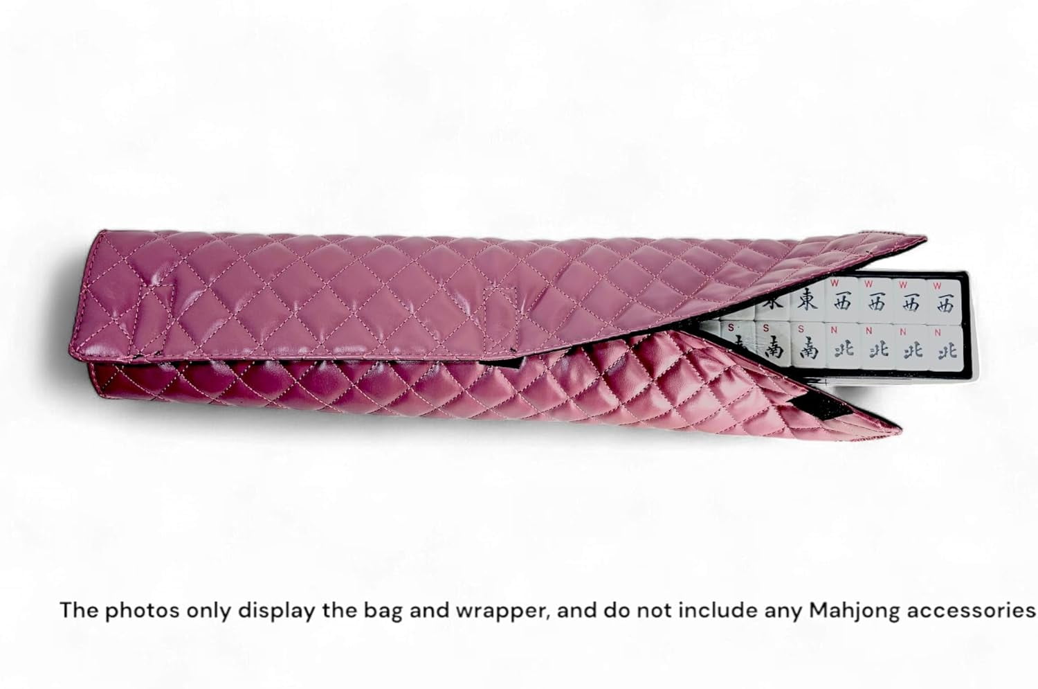 American Mahjong Set Purple Pink - Quilted PU Leather Carrying Bag with Shoulder Strap & Handles, All-in-One Tile Racks with Pushers, 166 Engraved Tiles, Dice, Bettor, Extra Tiles & Instructions