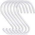 thumbnail image 1 of DINGEE Gancho en S blanco con revestimiento de goma antideslizante de 6 pulgadas, resistente, paquete de 6 ganchos en S grandes con revestimiento de vinilo, ganchos de metal en forma de S para colgar, 1 of 5