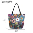 thumbnail image 5 of FORMRS Womens Canvas Tote Bag with Zipper Inner Pocket Shoulder Handbag, Blue Colorful Flowers, 5 of 7