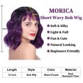 thumbnail image 2 of MORICA Curly Bob Wig with Bangs 12 inch Short Wavy Black Purple Wigs for Women Bang Wig Synthetic Wigs with Bangs, 2 of 8