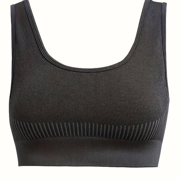 Plus Size Womens High-Impact Seamless Sports Bra - Removable Padded, Strappy Back, High Stretch, Quick-Dry, Shock-Proof, Ideal For Running, Fitness, And Active Lifestyle - Breathable Polyester