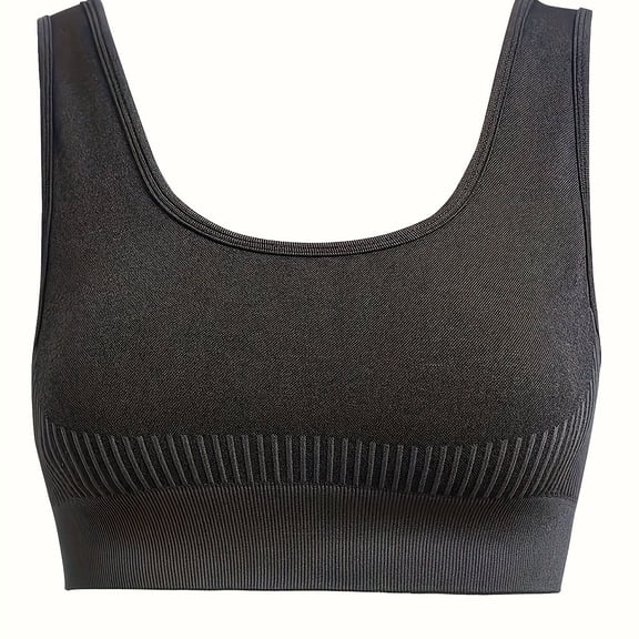 Soutien-gorge de Sport Sans Coutures à Haute Élasticité - Absorption des Chocs, Séchage Rapide, Rembourrage Amovible, Design à Dos à Bretelles pour la Course et le Entraînement Physique - Matériau Polyester, Couleur Unie, Impression de Positionnement