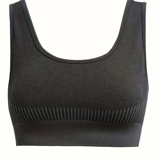 High Stretch Seamless Sports Bra - Shock Absorbing, Quick Drying, Removable Padding, Strappy Back Design For Running And Fitness - Polyester Material, Solid Color, Positioning Printing