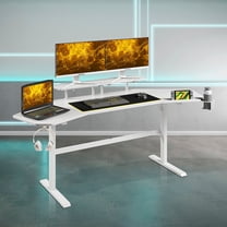 Techni Sport TS911D Gaming Desk with Shelves & Accessory Holder, White