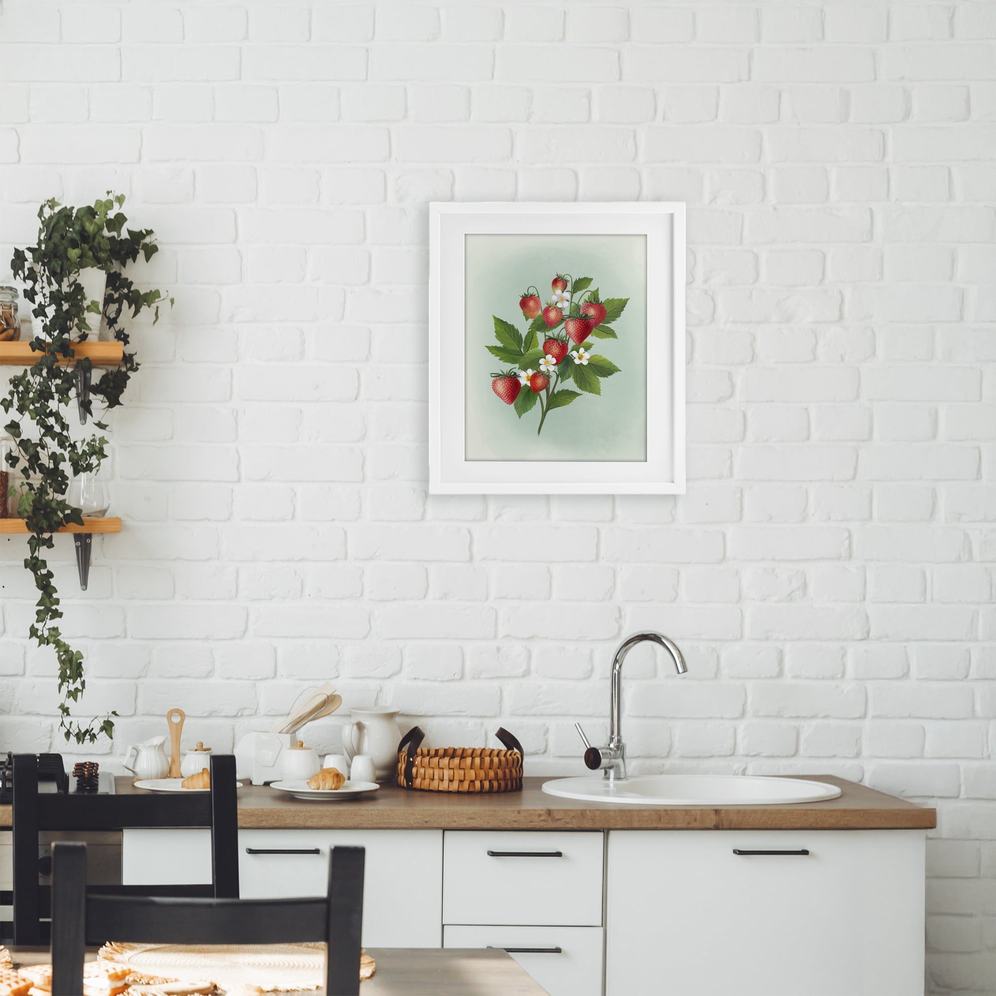 Stupell Industries Vintage Strawberry Bundle White Framed Print Under Glass, design by Diane Neukirch