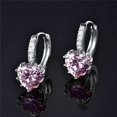 thumbnail image 3 of Heart Shaped Blushing Pink Diamond CZ Solitaire Hoop Earrings, 3 of 3