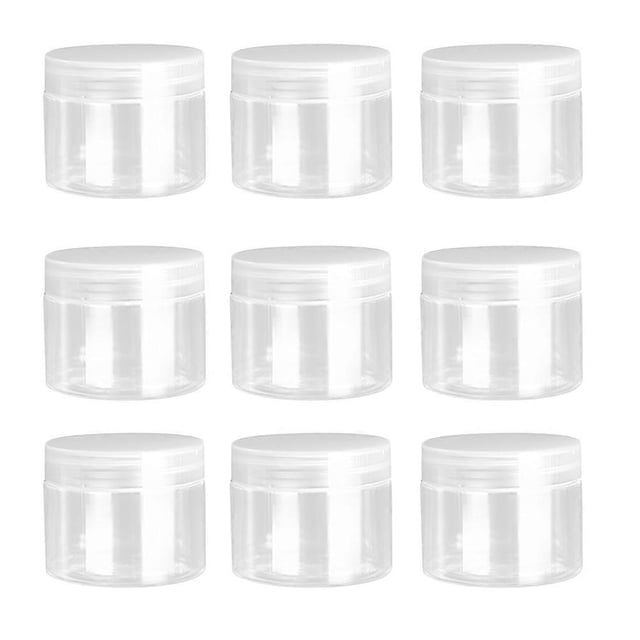Makeup Jars Round Clear Containers for Daily Use Travel White Lightweight Durable Plastic 10Pcs