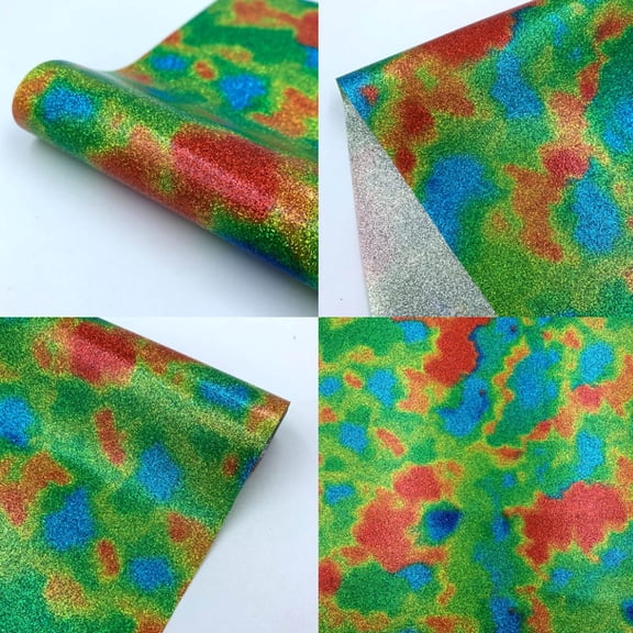 FURNIX Glitter Wave Heat Transfer Vinyl,12x10in,PU,Easy Cut,Cold Peel,for Cricut Silhouette,Multicolor Green,DIY Iron On Film,Stretchable,50 Washes,Eco-Friendly,Green,Heat Transfer Vinyl