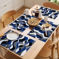 thumbnail image 5 of Blue Grey Stripes Placemats Set&nbsp;of&nbsp;6 Abstract Line Geometric Blue Black Gray White Striped Heat Insulation Washable Place Mats, Non-Slip Table Mats for Dining Table Party Kitchen,13x19 Inch, 5 of 9