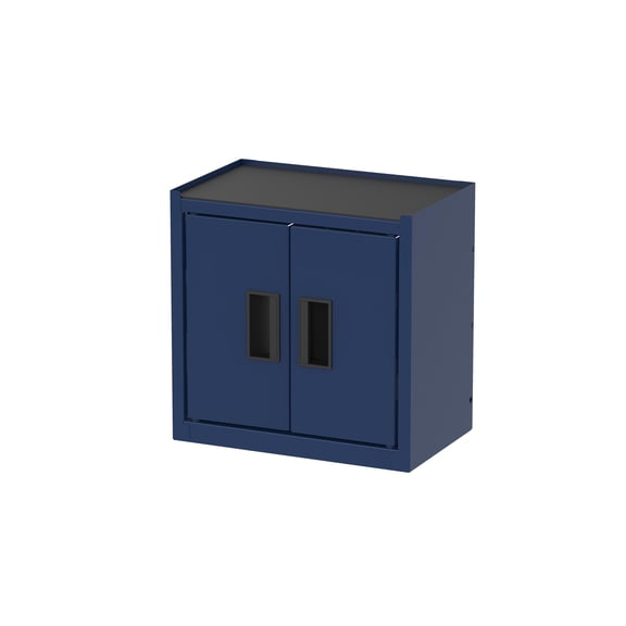 Hyper Tough Mini Tool Cabinet, Blue Steel Storage Cabinet with Double Doors & Top Mat