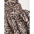 thumbnail image 4 of Multicolor Leopard Print Halter Deep V Neck Ruched Peplum Mini Dress For Women, 4 of 6