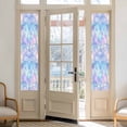 thumbnail image 2 of Stained Glass Window Privacy Film, Blue Purple Floral Geometric Static Cling UV Sun Blocking Heat Control Window Tint Day and Night, Non-Adhesive Reusable One Way Windows Privacy Cover 17.7''x78.7'', 2 of 7