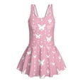 thumbnail image 4 of Uourmeti Girls' One Piece Skirted Swimsuit - Butterfly & Beaded Stripe Print | Quick Dry, Stretchy Swim Dress for Beach & Pool Vacations, 4 of 8