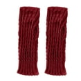 thumbnail image 2 of Snow Gloves Women's Solid Color Knitted Wool Half Finger Long Gloves Warm Arm Sleeves Winter Gloves Red One Size, 2 of 6