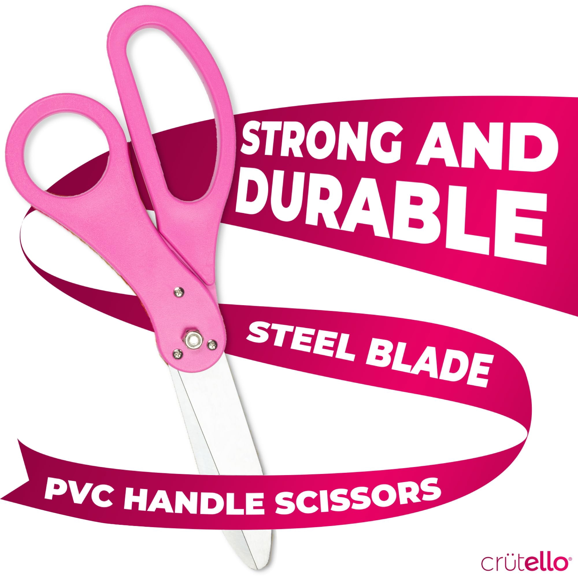 Crutello Ribbon Cutting Ceremony Kit - 20"Giant Scissors with Pink Handle, 30ft Sparkle Giant Pink Ribbon 4"Wide, 24 Balloons & 90ft Balloon Band for Grand Opening Decorations