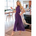 thumbnail image 4 of DARING DIVA Women's Sleeveless Chiffon Wide Leg Jumpsuit S Dark Purple, 4 of 6