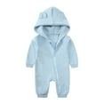 thumbnail image 2 of Ashirexll Toddler Unisex Hooded Romper Kids Long Sleeve Suit Toddler Kids Boys and Girls Solid Color Color Long Sleeve Hooded Romper Jumpsuits Warm for Cool, 2 of 7