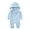 113#Light Blue, variant on Toddler Kids Boys And Girls Solid Color Cute Long Sleeve Hooded Romper Jumpsuits