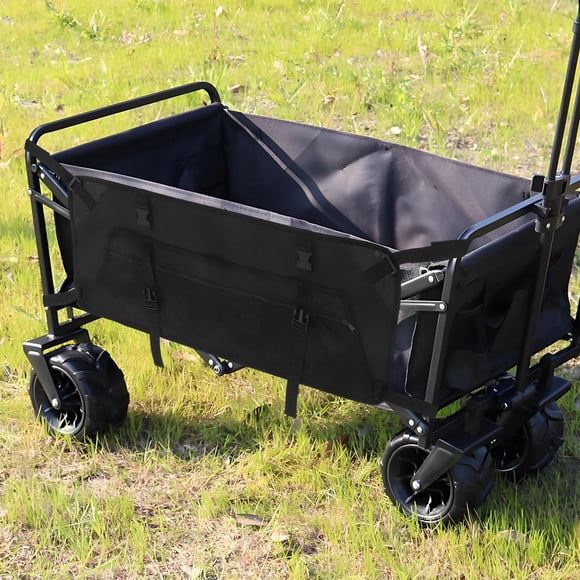 SDOTXA Camping Trolley Side Bag Wagon Wagons Carts Foldable Travel Black