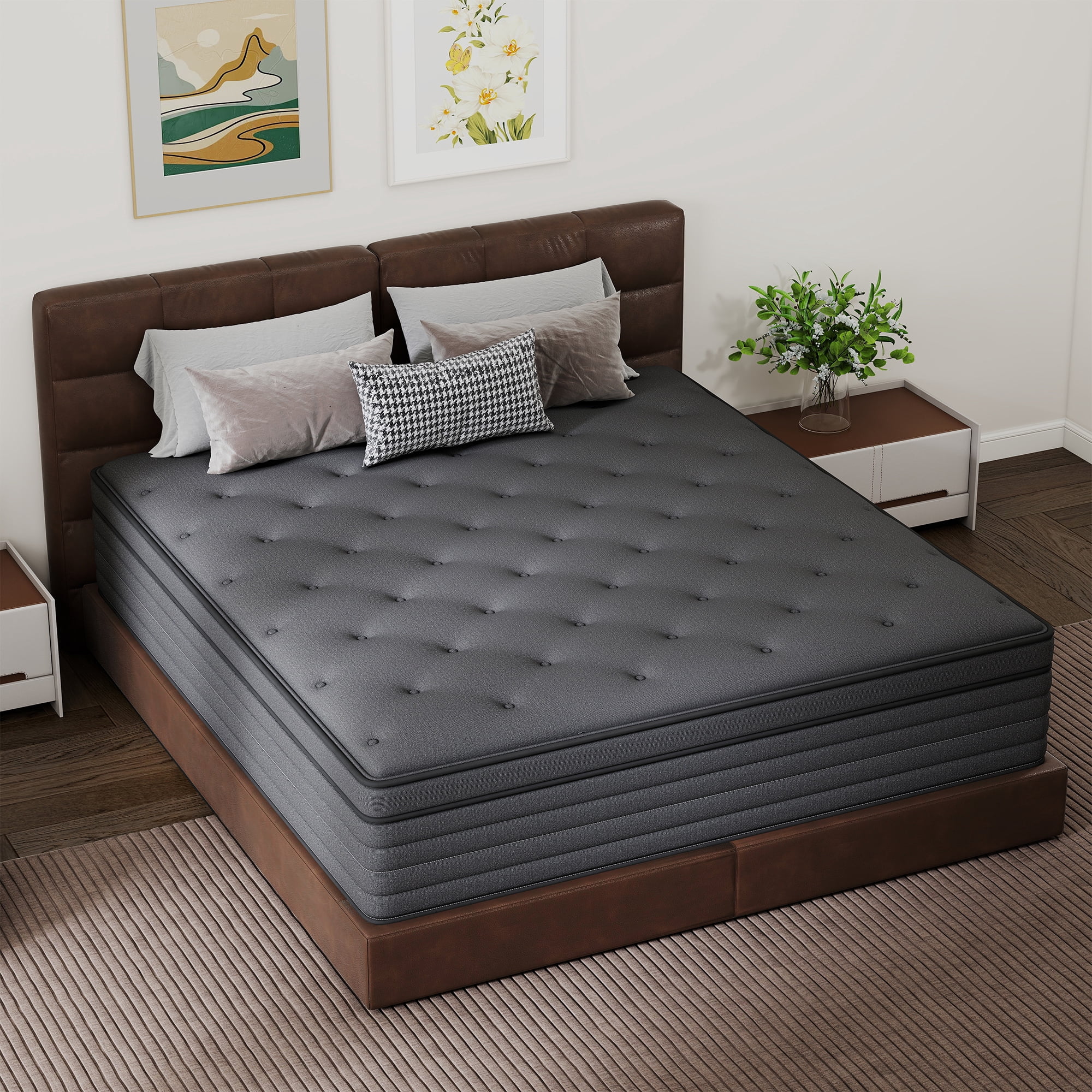 Abunitt 12 inch Full Mattress in a Box, Hybrid Gel Memory Foam with Individually Wrapped Pocket Coils, Medium Firm, Pressure Relief, Cooling Sleep Support for Adult
