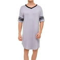 thumbnail image 2 of SWSMCLT Men's Summer Robe Short Sleeve Nightshirt Cotton Knee Length Pajama Sleep Shirt Cool V Neck Soft Sleeping Loose Grey Small, 2 of 4