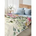thumbnail image 4 of Eucalyptus King Size Flat Sheet, Wrinkleproof & Fadeproof Cooling Flat Bed Sheet Only, Sage Green Botanical Leaf Pink Flower Farm Breathable Soft Bedding Top Sheets 105 x 98 Inches, 4 of 8