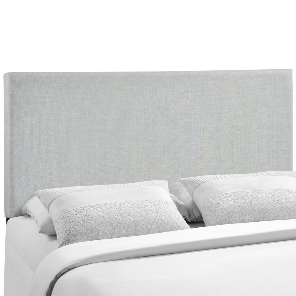 Modern Contemporary Queen Size Upholstered Headboard, Grey Fabric