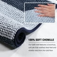 thumbnail image 4 of PrimeBeau Versailtex Microfiber Chenille Absorbent Striped Shaggy Bath Rug, 32" x 20" Plus 24" x 17" Inches, Navy, 4 of 6