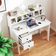 Topbuy Computer Desk Studying Writing Desk Workstation w/Storage Shelf & Drawers for Home Office